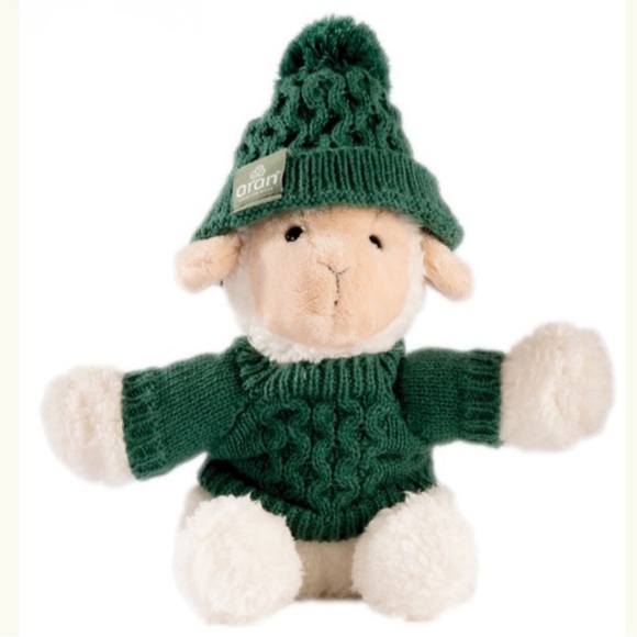 Set of 2 Stuffed Animals: Small Sheep & Teddy In Aran Sweater & Bobble Hats - Picture 4 of 4